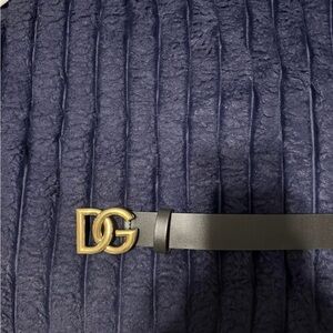 Dolce & Gabbana Black Belt with Gold Logo Buckle